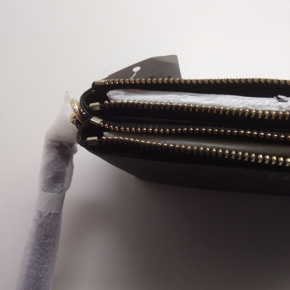 Coach New Signature PVC Double Zipper Wristlet